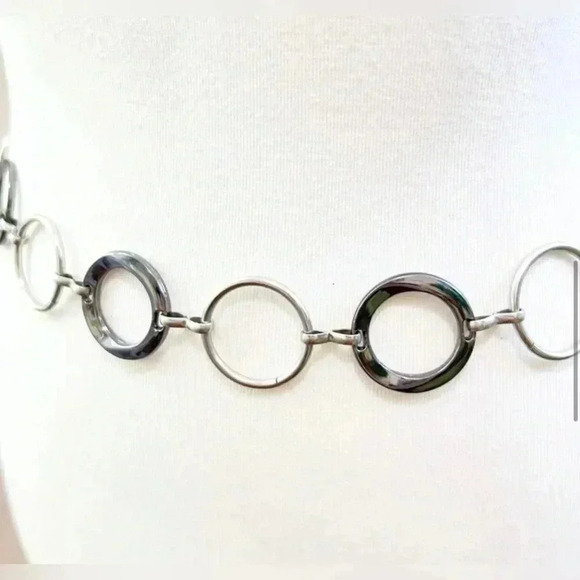 Silver Tone Gun Metal Gray Circle Chain Link - Picture 6 of 12